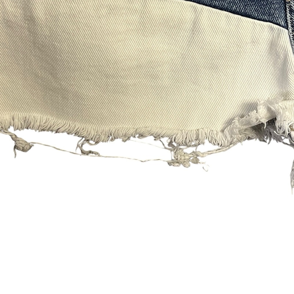 PacSun Jean Denim Shorts 26 Patchwork Frayed Hem High Rise Festival Boho Indie - Picture 5 of 12